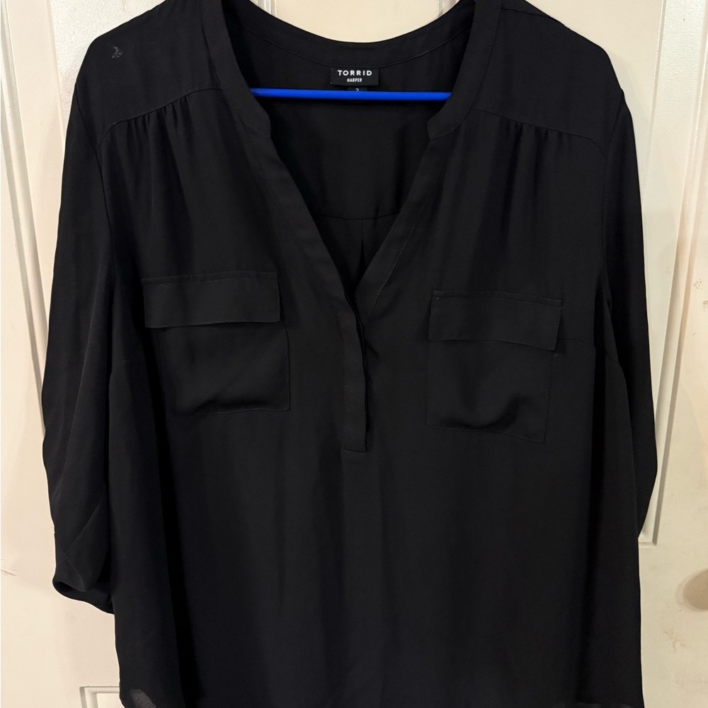 Torrid Women's Harper 3/4 sleeve Black Blouse